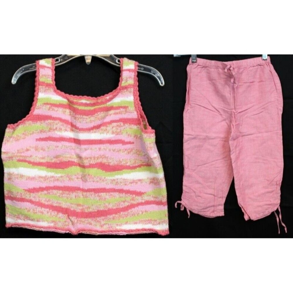 Talbots Kids 2pc Outfit Sz 6x Sweater Tank Top Linen Pants Summer Desert Beach